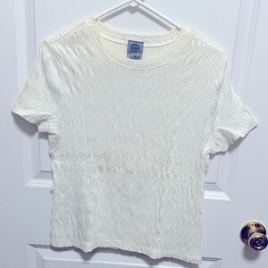 Cambridge Dry Goods Crinkle Short Sleeve Tee - Off-White